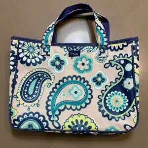 Thirty-One Floral Paisley Tote in Navy and Teal